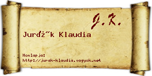 Jurák Klaudia névjegykártya